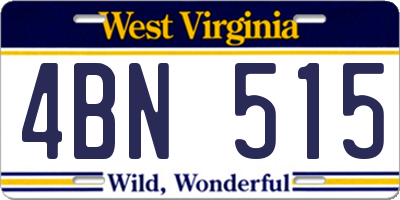WV license plate 4BN515