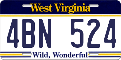 WV license plate 4BN524
