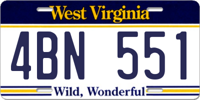 WV license plate 4BN551
