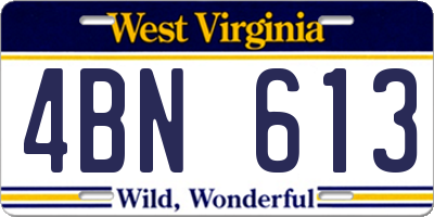 WV license plate 4BN613