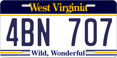 WV license plate 4BN707
