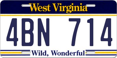 WV license plate 4BN714