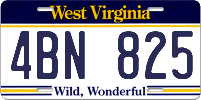 WV license plate 4BN825