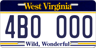 WV license plate 4BO000