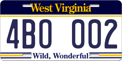 WV license plate 4BO002