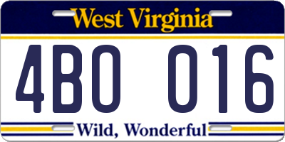WV license plate 4BO016