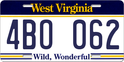 WV license plate 4BO062