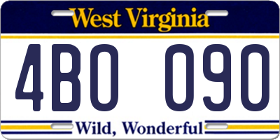 WV license plate 4BO090