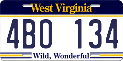 WV license plate 4BO134