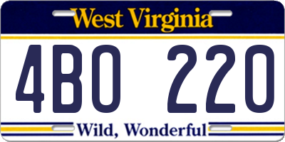 WV license plate 4BO220