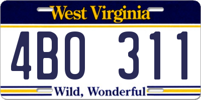 WV license plate 4BO311