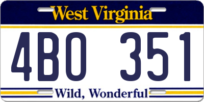 WV license plate 4BO351
