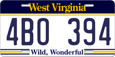 WV license plate 4BO394