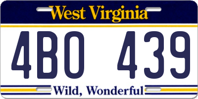 WV license plate 4BO439