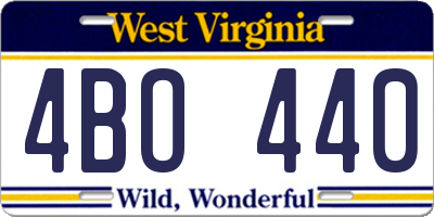 WV license plate 4BO440