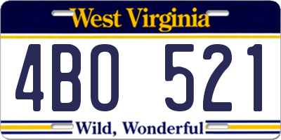 WV license plate 4BO521