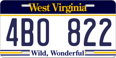 WV license plate 4BO822