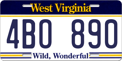 WV license plate 4BO890
