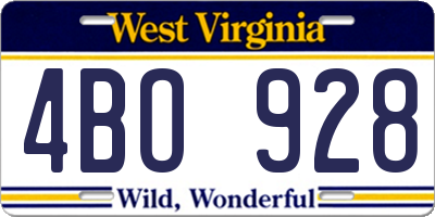 WV license plate 4BO928