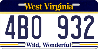 WV license plate 4BO932