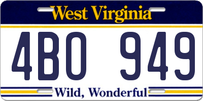 WV license plate 4BO949