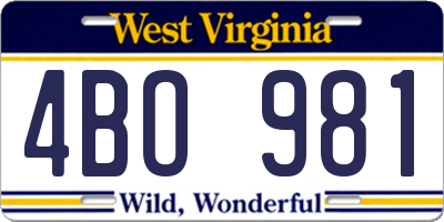 WV license plate 4BO981
