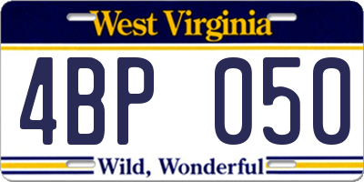 WV license plate 4BP050