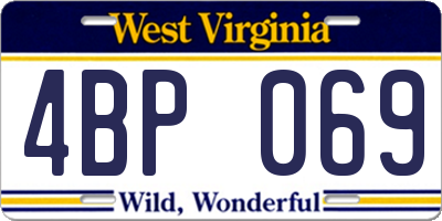 WV license plate 4BP069