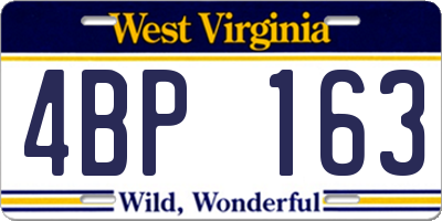 WV license plate 4BP163