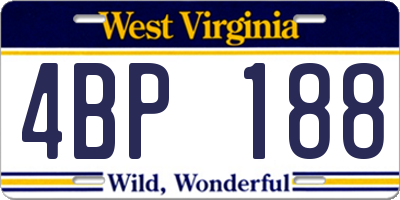 WV license plate 4BP188