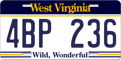 WV license plate 4BP236