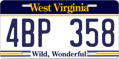 WV license plate 4BP358