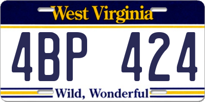 WV license plate 4BP424