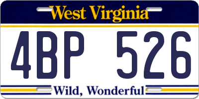 WV license plate 4BP526