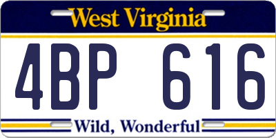 WV license plate 4BP616