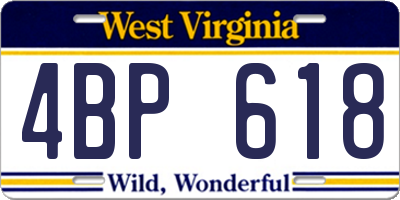 WV license plate 4BP618