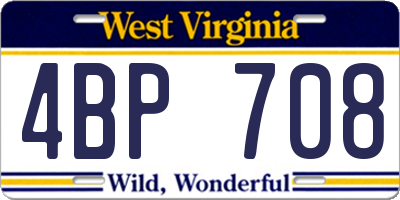 WV license plate 4BP708