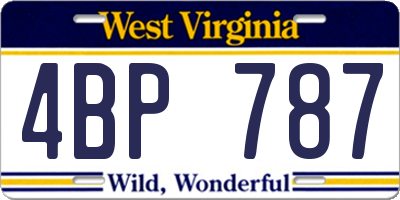 WV license plate 4BP787