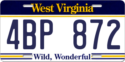 WV license plate 4BP872
