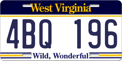 WV license plate 4BQ196