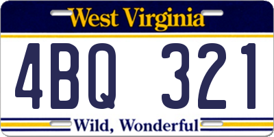 WV license plate 4BQ321