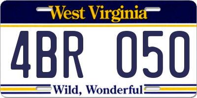 WV license plate 4BR050