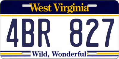 WV license plate 4BR827
