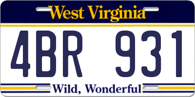 WV license plate 4BR931
