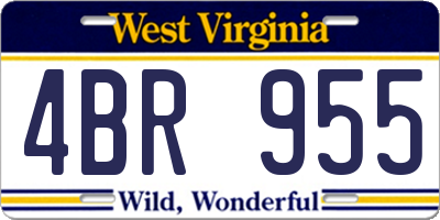 WV license plate 4BR955