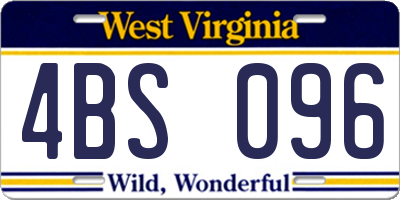 WV license plate 4BS096