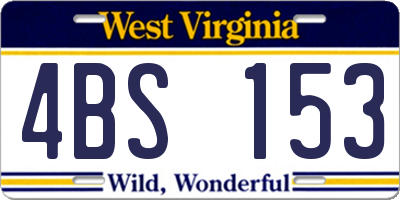 WV license plate 4BS153