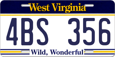 WV license plate 4BS356