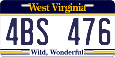 WV license plate 4BS476