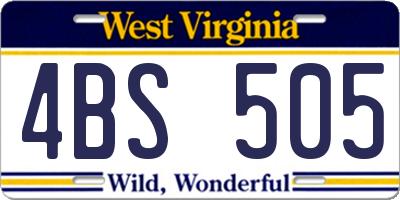 WV license plate 4BS505